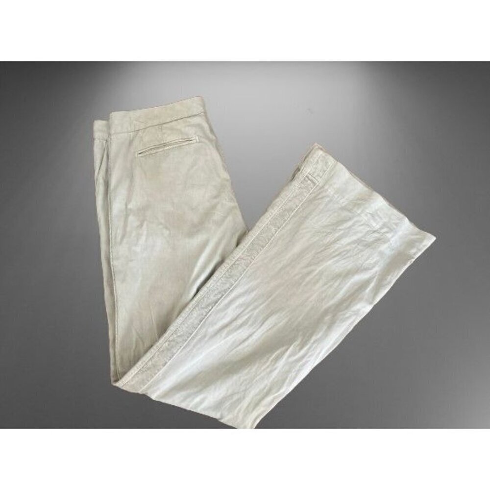 James Perse Bell Bottom Pants High Rose Velvet Stripe Cotton Off-White/Gray Size